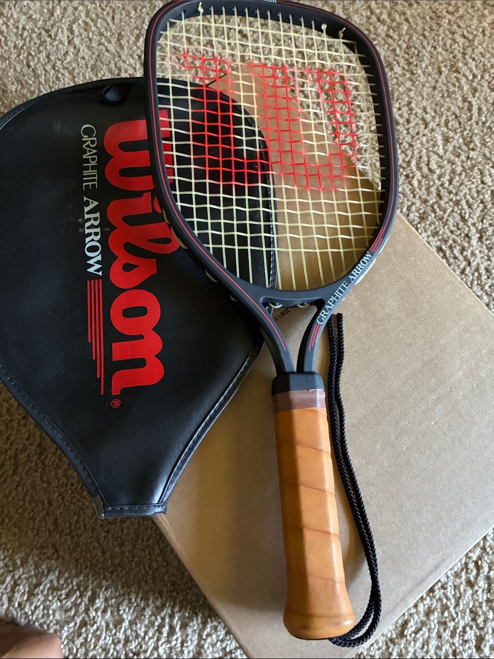 Wilson Tennis Racket in Black, Red & Tan